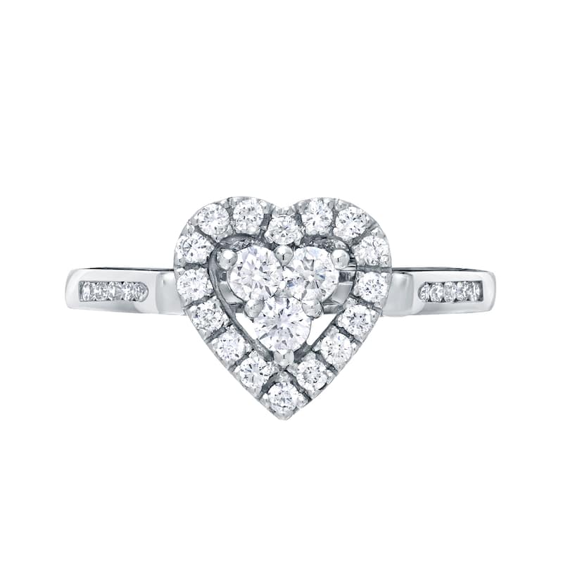 Auriya Heart Shaped 1/2ct TDW Diamond Halo Engagement Ring 14k Gold