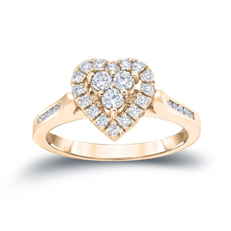 Auriya Heart Shaped 1/2ct TDW Diamond Halo Engagement Ring 14k Gold