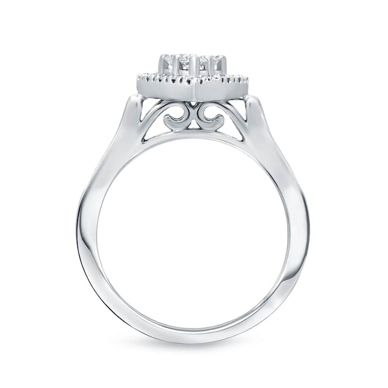 Auriya Heart Shaped 1/2ct TDW Diamond Halo Engagement Ring 14k Gold