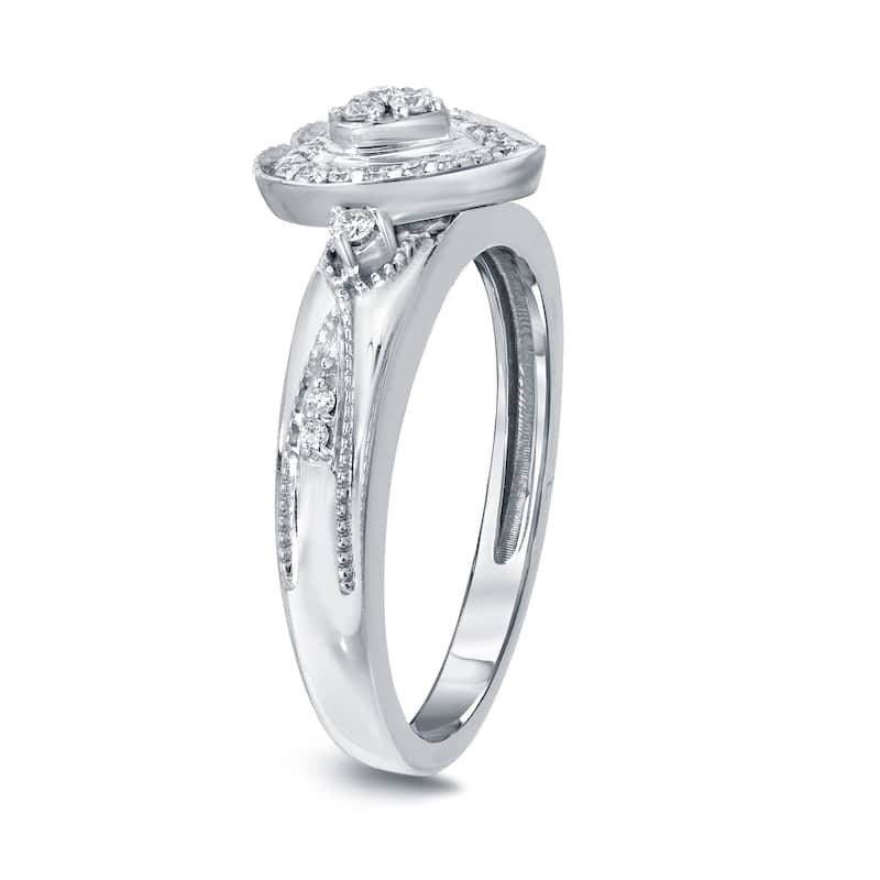 Auriya Heart Shaped Round Diamond Halo Engagement Ring 1/5cttw 14k Gold