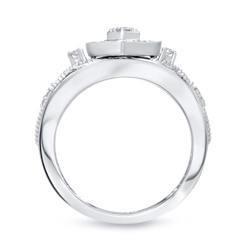 Auriya Heart Shaped Round Diamond Halo Engagement Ring 1/5cttw 14k Gold