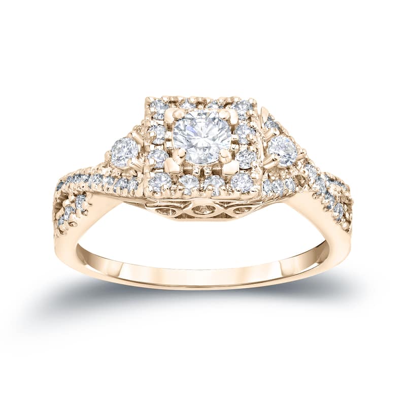 Auriya Vintage 4/6ct TW Diamond Halo Engagement Ring 14K Gold (H-I, I1-I2)