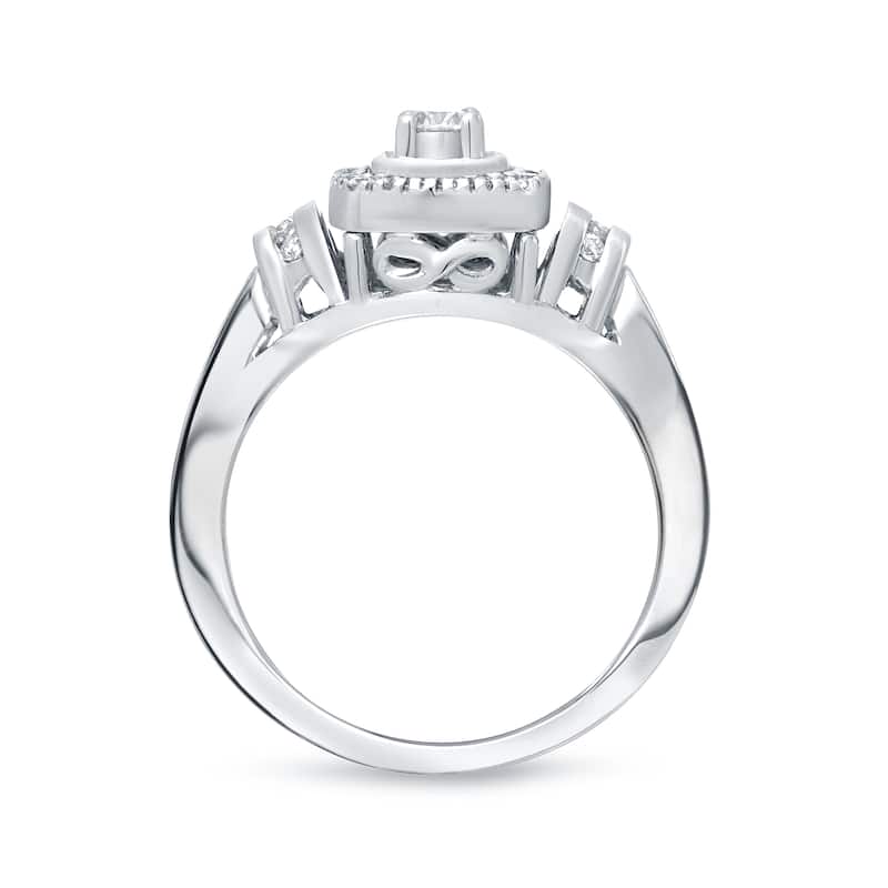Auriya Modern Round 2/5ct TW Diamond Halo Engagement Ring 14k Gold (H-I, I1-I2)