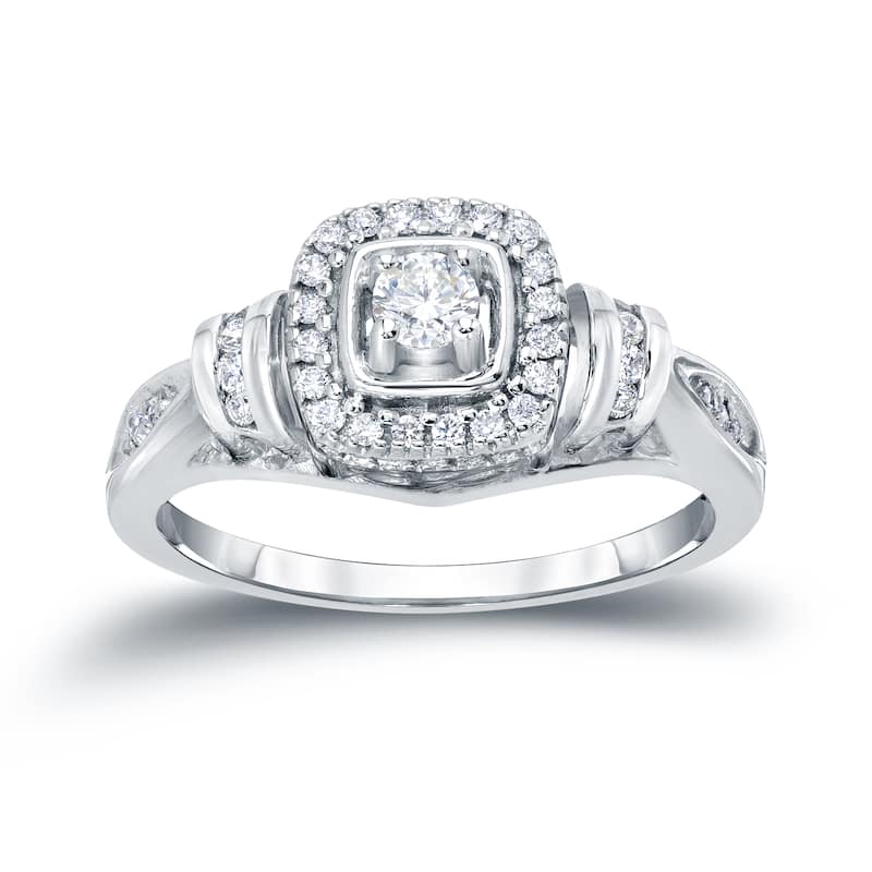 Auriya Modern Round 2/5ct TW Diamond Halo Engagement Ring 14k Gold (H-I, I1-I2)