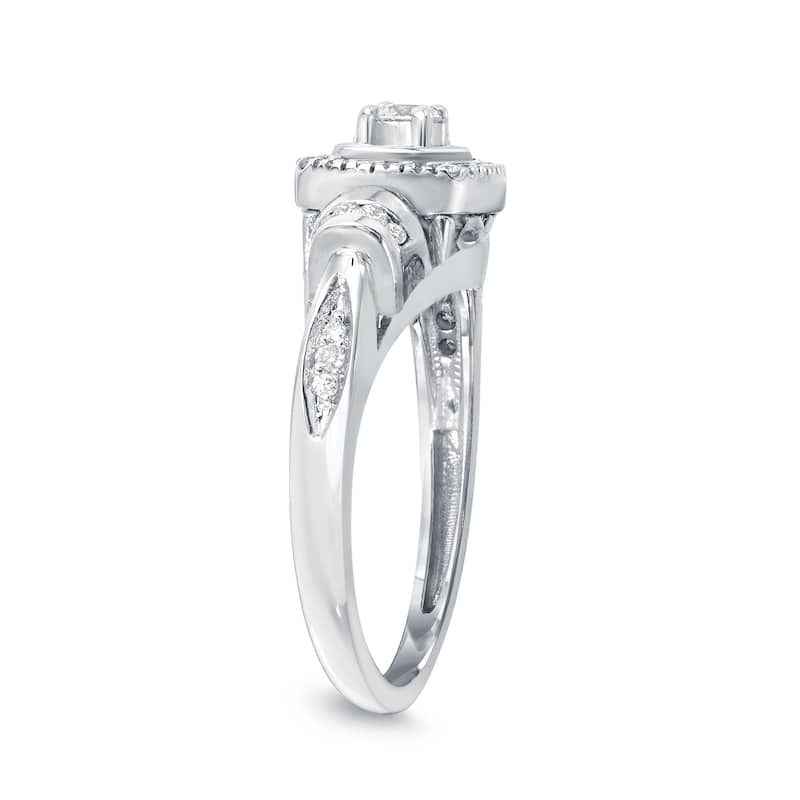 Auriya Modern Round 2/5ct TW Diamond Halo Engagement Ring 14k Gold (H-I, I1-I2)