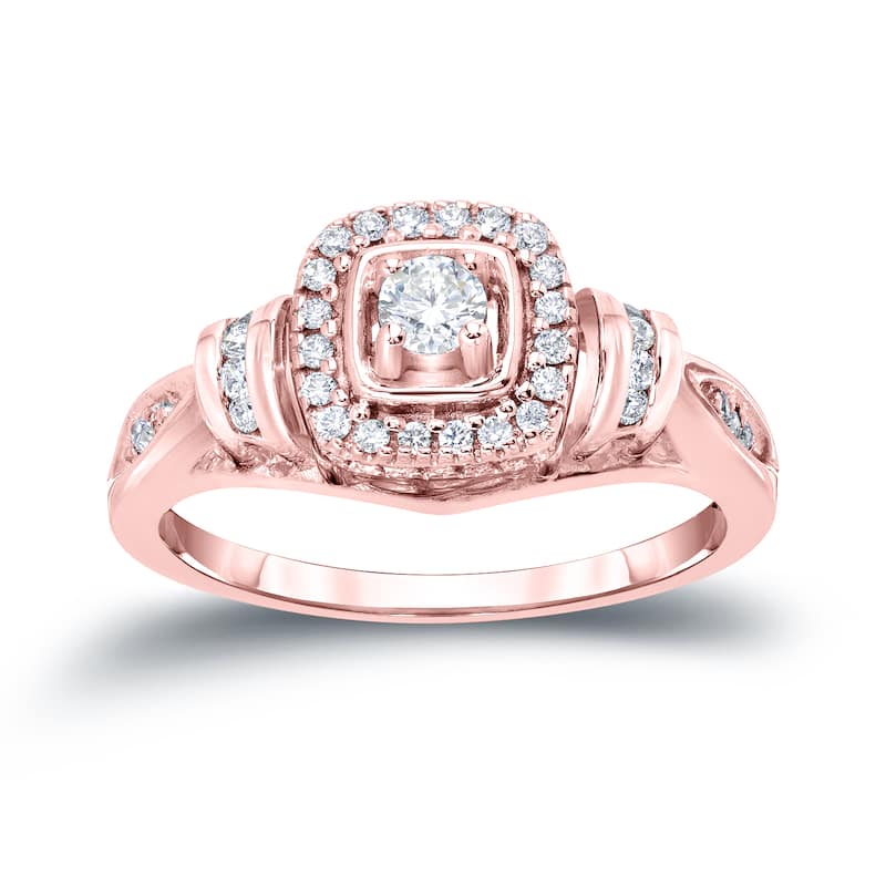 Auriya Modern Round 2/5ct TW Diamond Halo Engagement Ring 14k Gold (H-I, I1-I2)