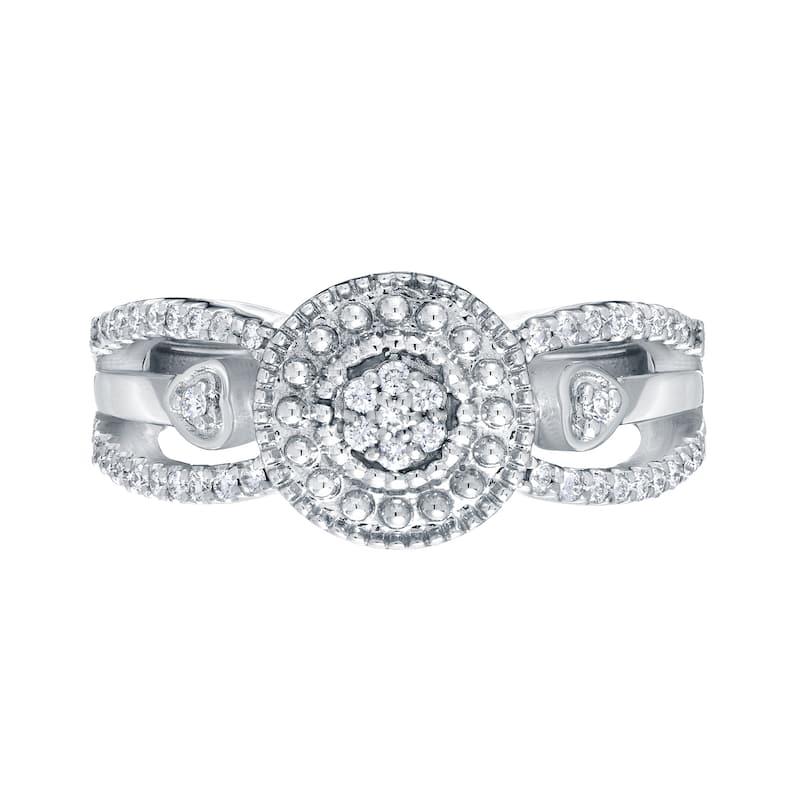 Auriya Vintage Round Diamond Halo Engagement Ring 1/4ct TW 14k Gold