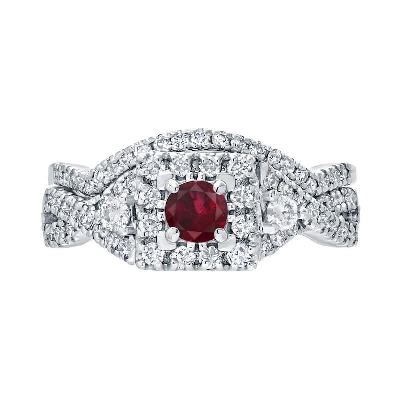 14k Gold 1/4ct Ruby and 1/2ct TDW Diamond Braided Infinity Engagement Ring Set