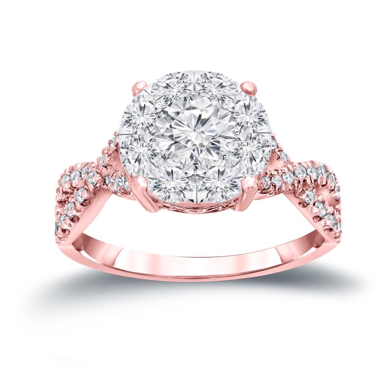 Auriya 14k Gold 1 carat TW Infinity Diamond Halo Engagement Ring