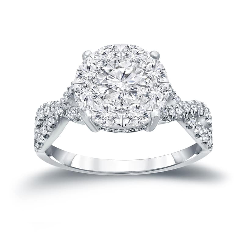Auriya 14k Gold 1 carat TW Infinity Diamond Halo Engagement Ring