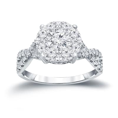 Auriya 14k Gold 1 carat TW Infinity Diamond Halo Engagement Ring