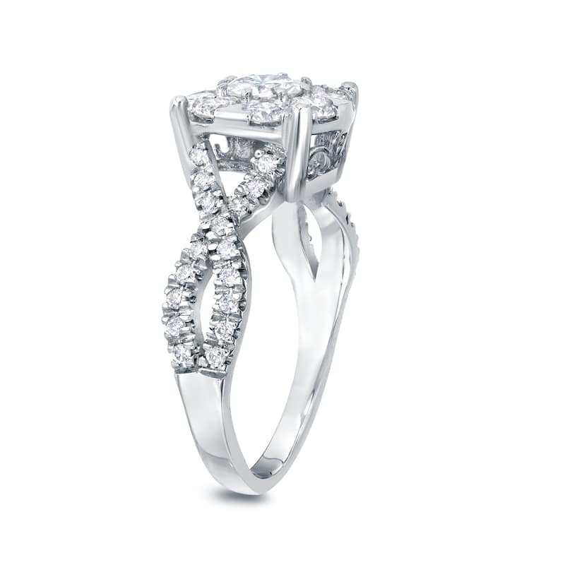 Auriya 14k Gold 1 carat TW Infinity Diamond Halo Engagement Ring