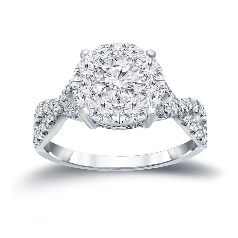 Auriya 14k Gold 1 carat TW Infinity Diamond Halo Engagement Ring - White - 4
