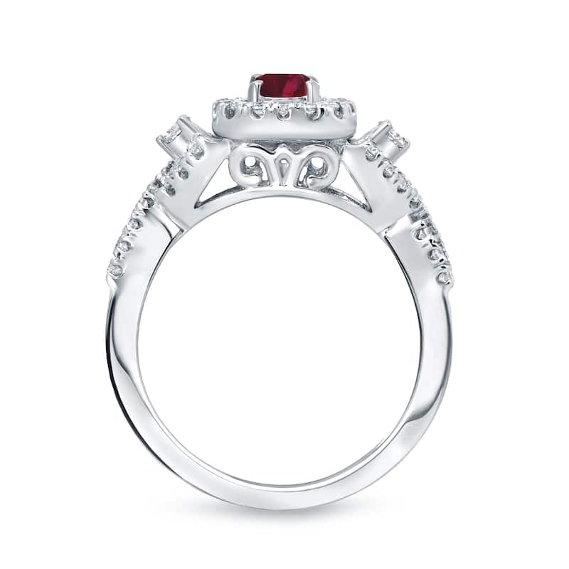 14k Gold 1/4ct Ruby and 1/2ct TDW Diamond Braided Infinity Engagement Ring Set by Auriya