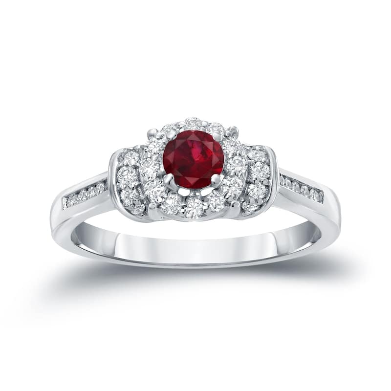 14k Gold 1/4ct Ruby and 1/4ct TDW Diamond & Gem Engagement Ring by Auriya