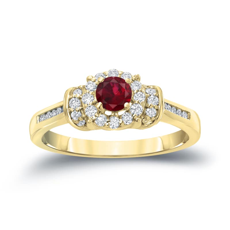 14k Gold 1/4ct Ruby and 1/4ct TDW Diamond & Gem Engagement Ring by Auriya