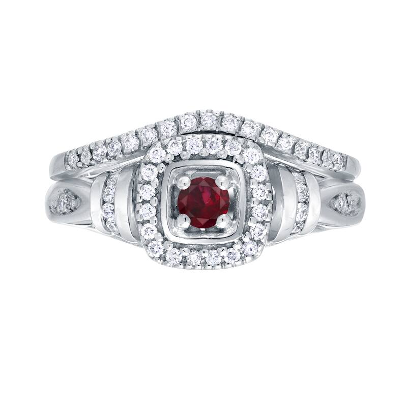 14k Gold 1/5ct Ruby and 1/3ct TDW Diamond Engagement Ring Set