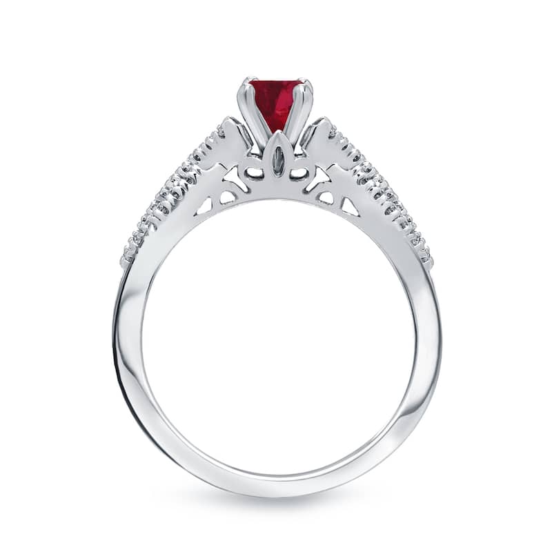14k Gold 1/4ct Ruby and 1/4ct TDW Braided Infinity Diamond Engagement Ring Set by Auriya