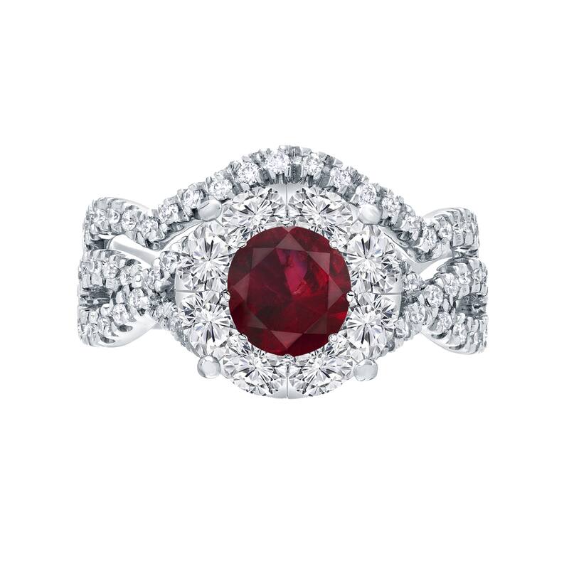 14k Gold 1/3ct Ruby and 7/8ct TDW Diamond Braided Infinity Engagement Ring Set by Auriya