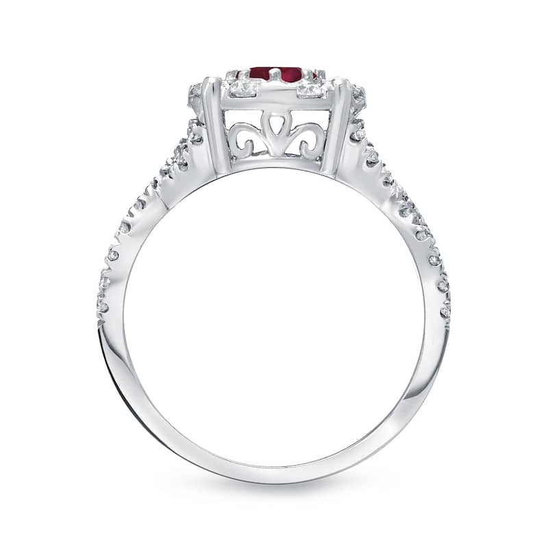 14k Gold 1/3ct Ruby and 7/8ct TDW Diamond Braided Infinity Engagement Ring Set by Auriya