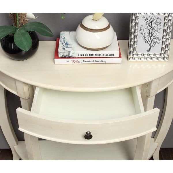 Shop Yvonne Half Moon Console Table With Drawer In Antique White