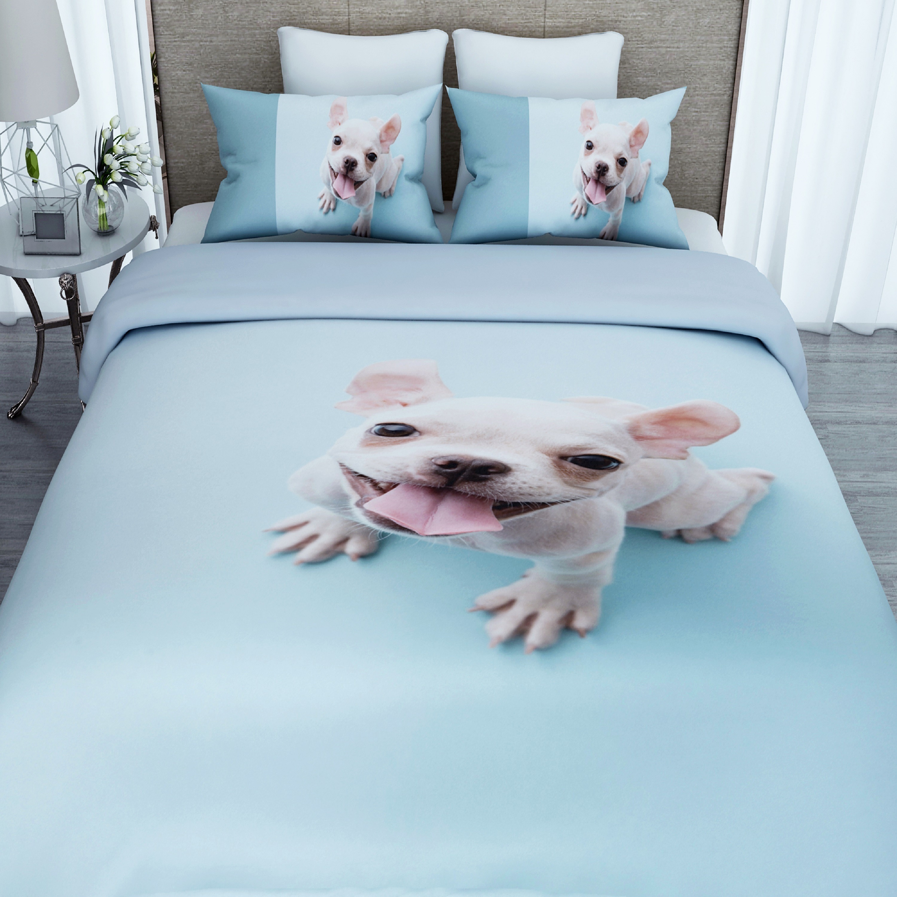 Shop 3d Doggy Print 100 Cotton Duvet Cover With 2 Pillowcases