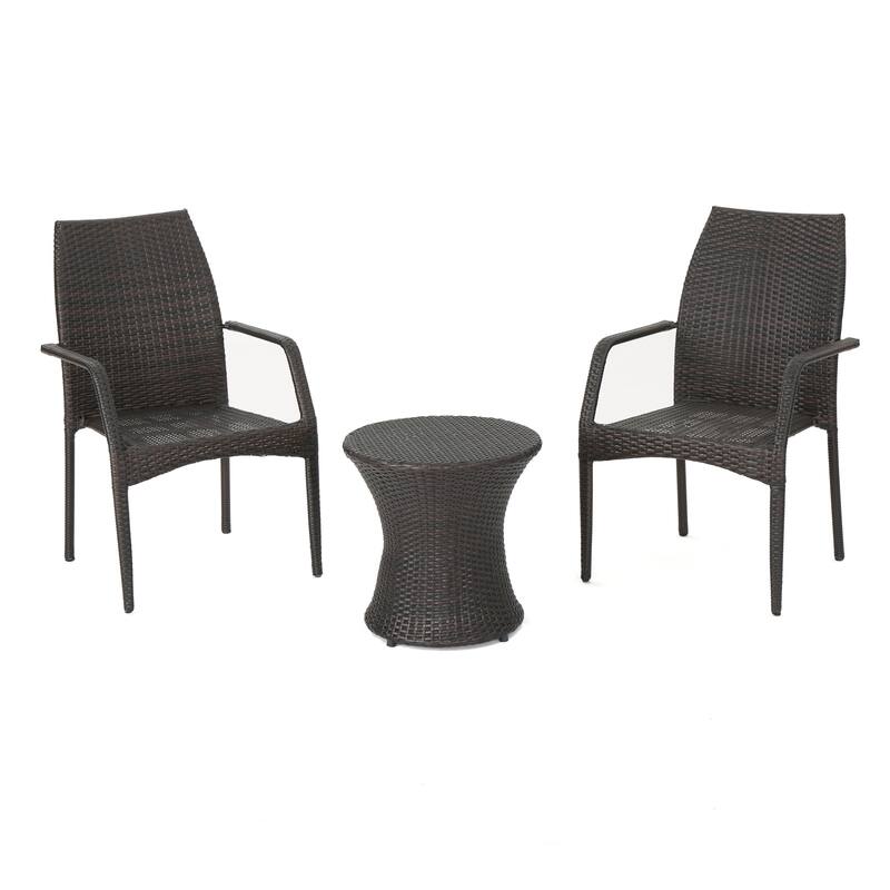 Crawford Outdoor 3-piece Round Wicker Bistro Chat Set by Christopher Knight Home
