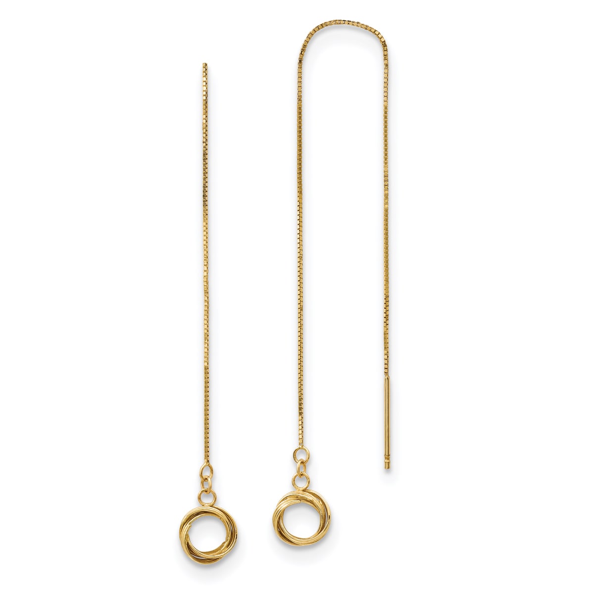 14kt Yellow Gold Polished Diamond-cut Spiral Threader Earrings