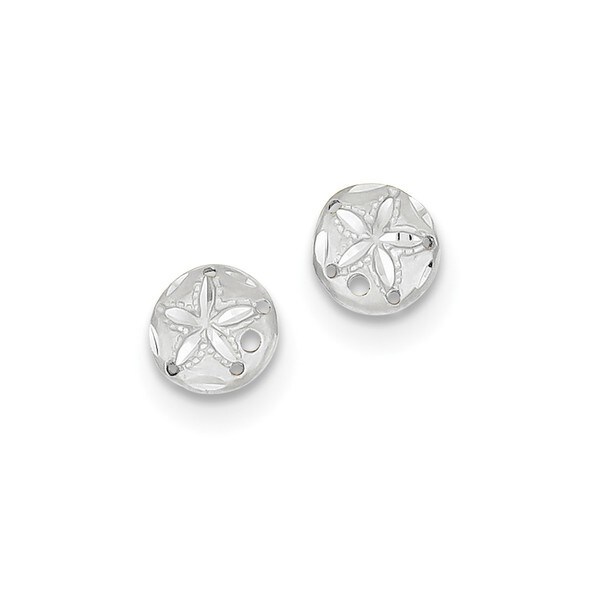 14 Karat White Gold Diamond Cut Sand Dollar Earrings Free Shipping 14 Karat White Gold Diamond Cut Sand Dollar Earrings