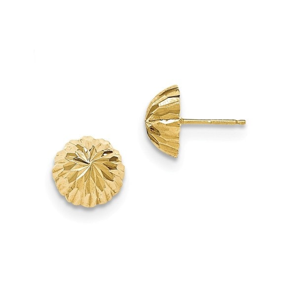 14 Karat Gold Diamond Cut 10mm Domed Post Earrings Free 14 Karat Gold Diamond Cut 10mm Domed Post Earrings