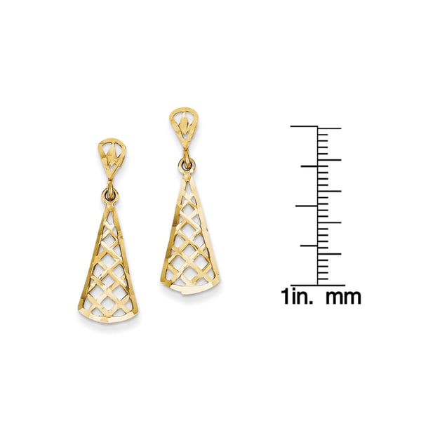 14K Diamond-cut Inverted Fan Dangle Post Earring
