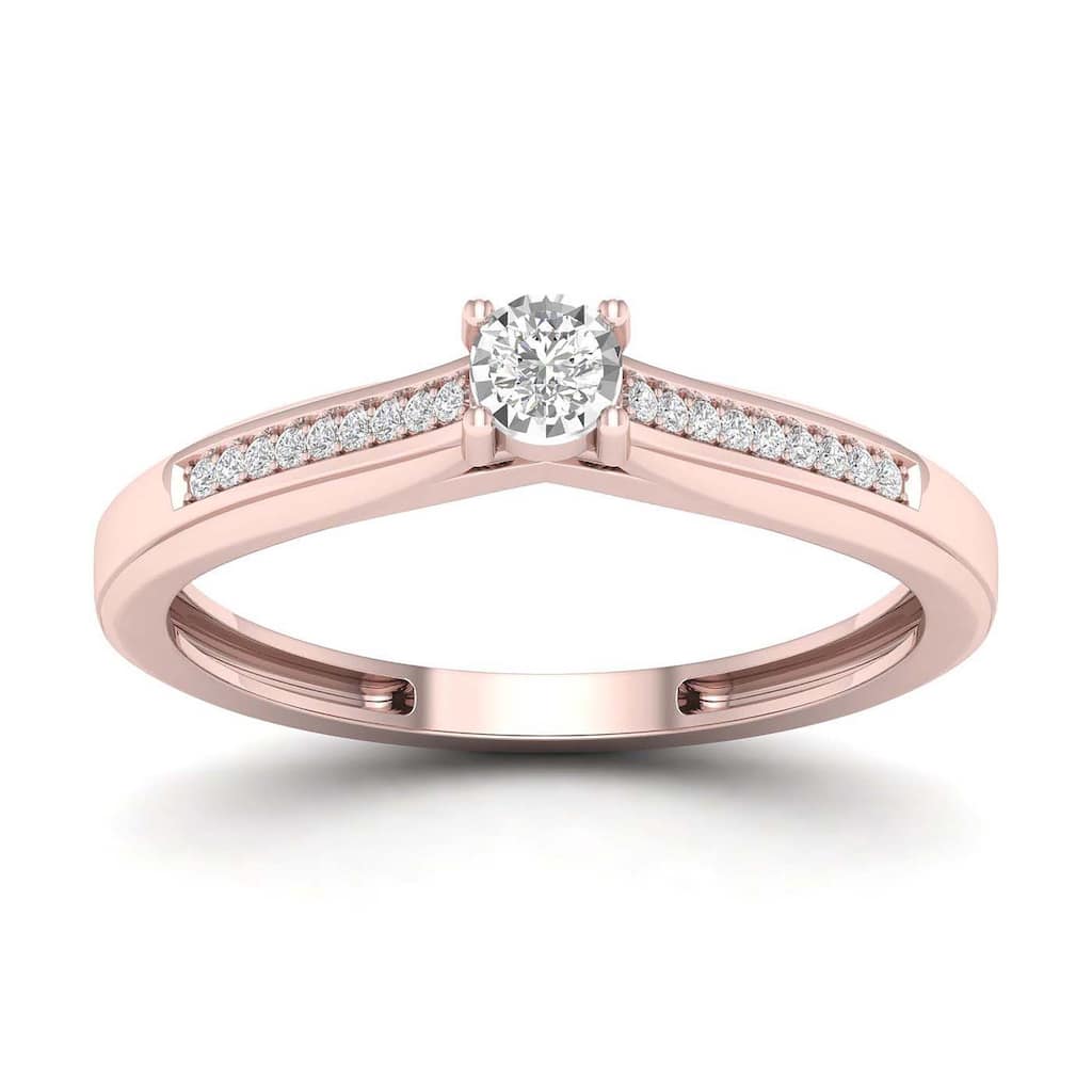 De Couer 1/10ct TDW Diamond Classic Ring (H-I, I2) - Pink