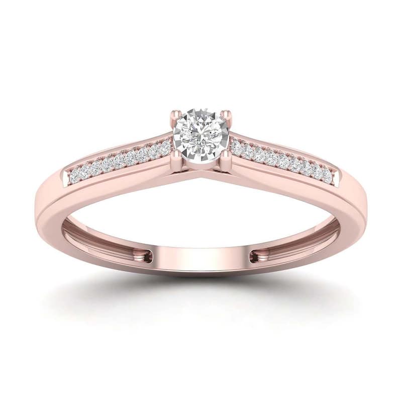 De Couer 1/10ct TDW Diamond Classic Ring (H-I, I2) - Pink