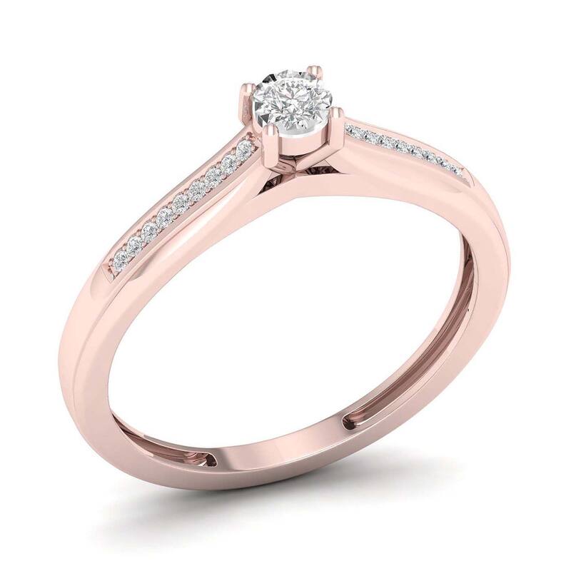 De Couer 1/10ct TDW Diamond Classic Ring (H-I, I2) - Pink
