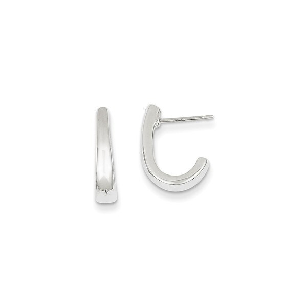 14 Karat White Gold Polished J Hoop Post Earrings Free 14 Karat White Gold Polished J Hoop Post Earrings