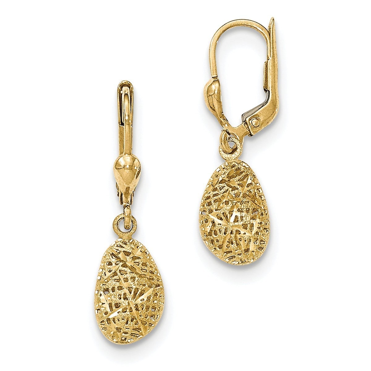 5-8mm Polished Hollow Ball Bead 14k Yellow Gold Dangling Drop Leverback Earrings 5-8mm Polished Hollow Ball Bead 14k Yellow Gold Dangling Drop Leverback Earrings