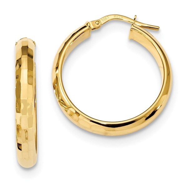 14 Karat Gold Polished And Textured Hoop Earrings Free 14 Karat Gold Polished And Textured Hoop Earrings