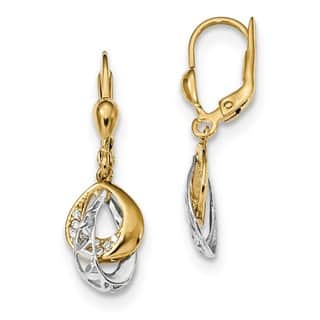 Dangling Gold Earrings For Less 14 Karat Two Tone Diamond Cut Teardrop Cz Dangle Leverback Earrings