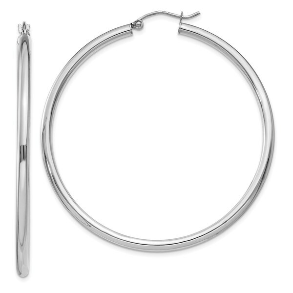 14 Karat White Gold 2 5mm Lightweight Round Hoop Earrings On 14 Karat White Gold 2 5mm Lightweight Round Hoop Earrings