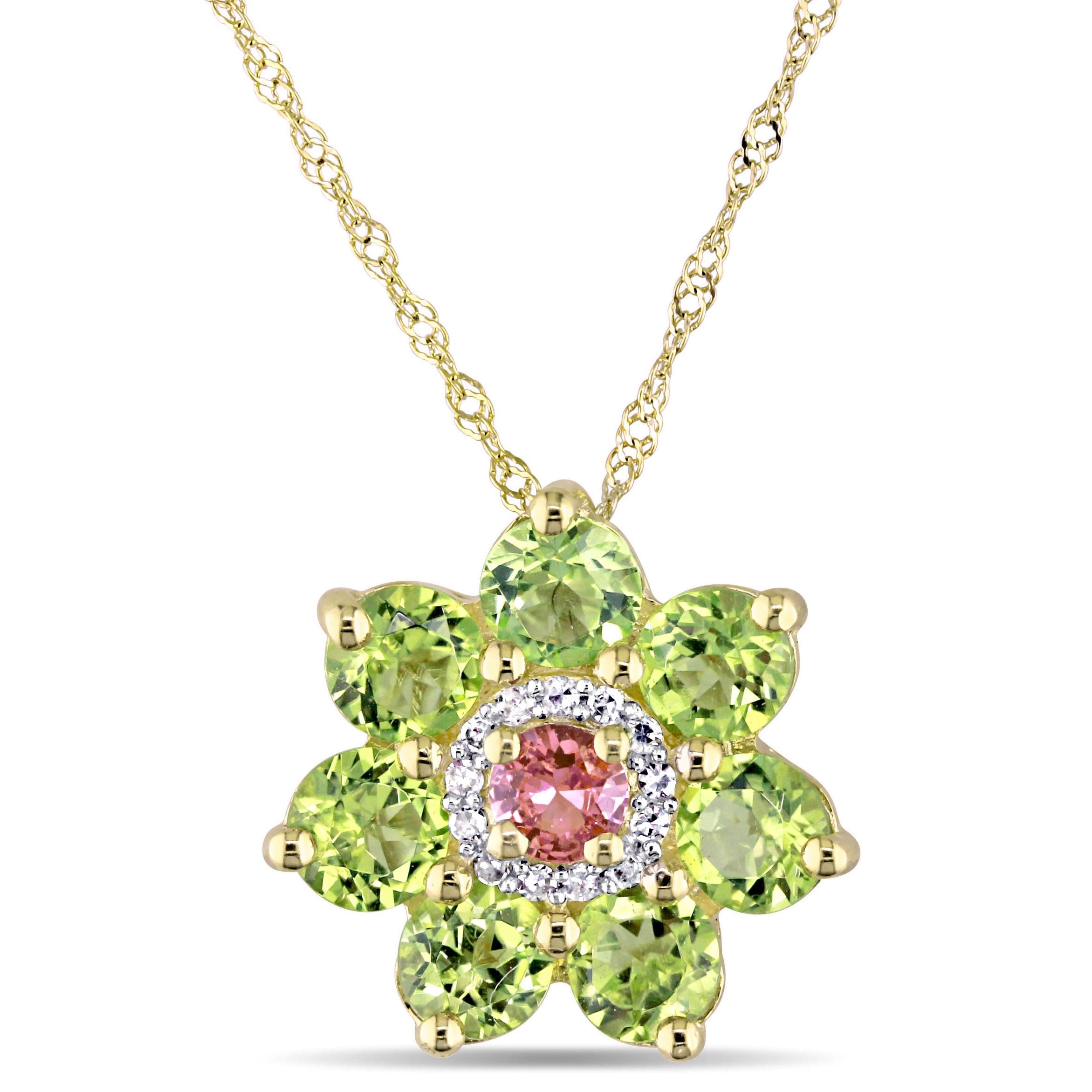 Sterling Silver Peridot Diamond Flower Pendant Solid 14 mm 24 mm Diamond Pendants /& Charms Jewelry