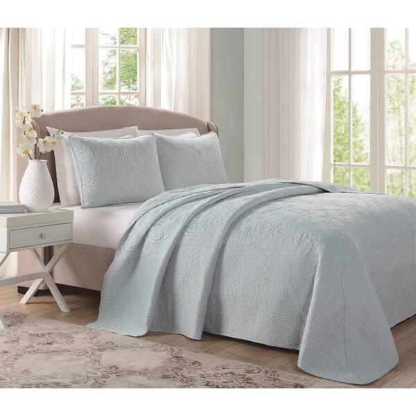 Laura Ashley Silky Satin Queen Size Quilted Bedspread in Sage(As Is