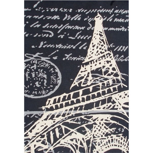 The Rug Market Hand-hooked and Tufted Eiffel Tower Multicolor Flannel Area Rug (5' x 8')