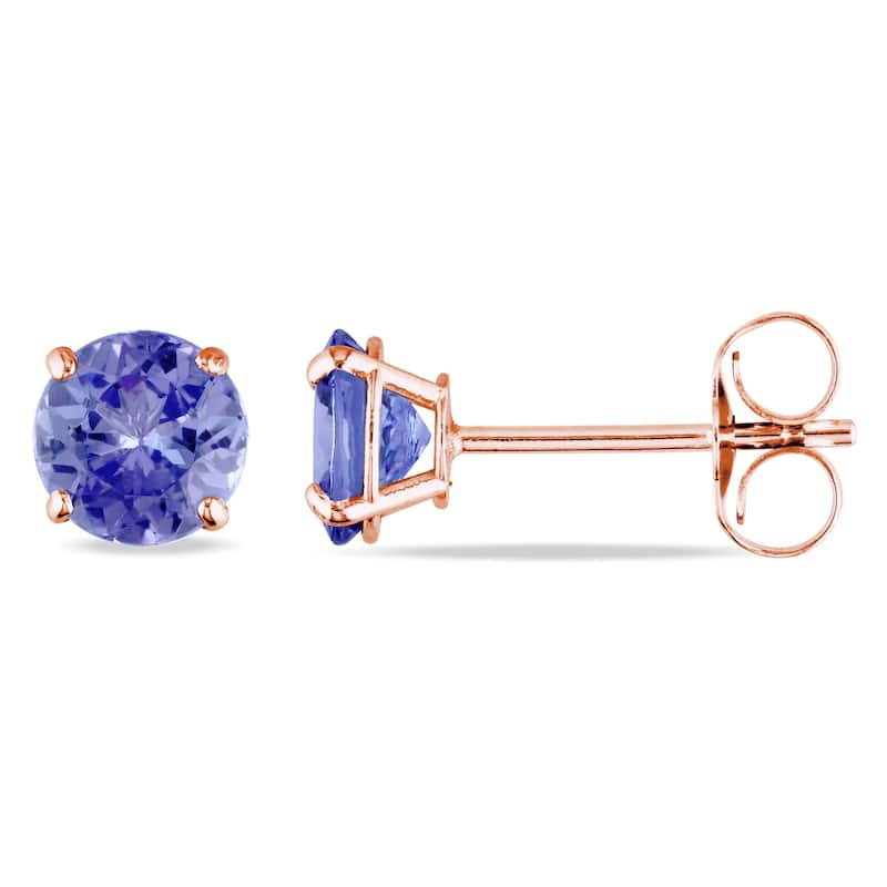 Miadora 14k Rose Gold Purple Tanzanite Solitaire Birthstone Stud Earrings