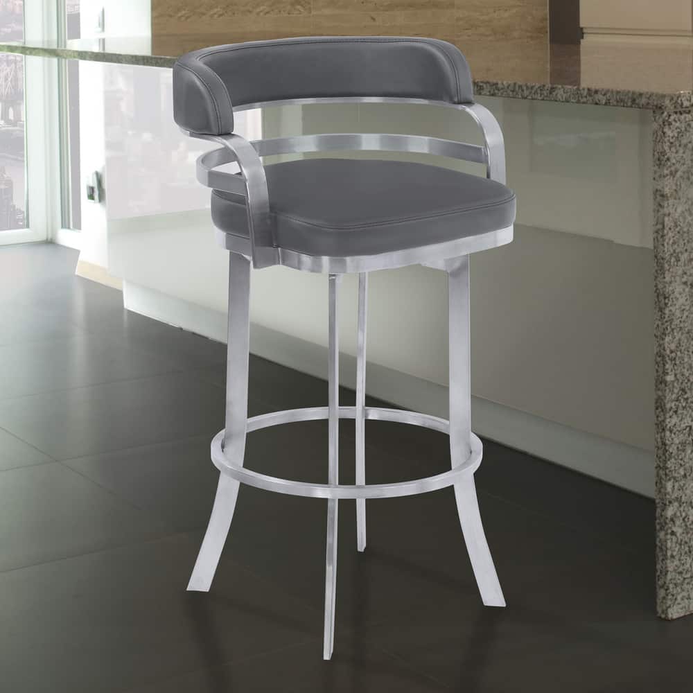 Prinz Modern Swivel Bar Stool, Upholstered Counter Height Chair with Metal Frame