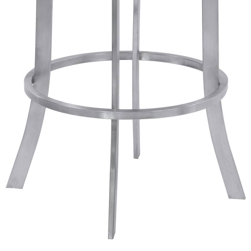 Armen Living Prinz Grey Faux Leather Stainless Steel Stool
