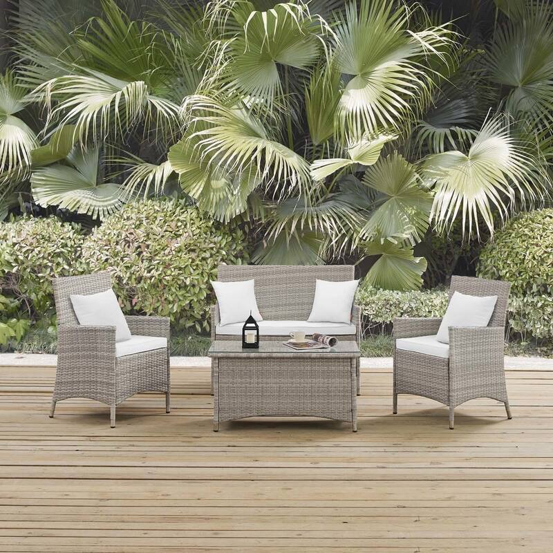 Modway Bridge Rattan 4-piece Outdoor Patio Set with Cushions