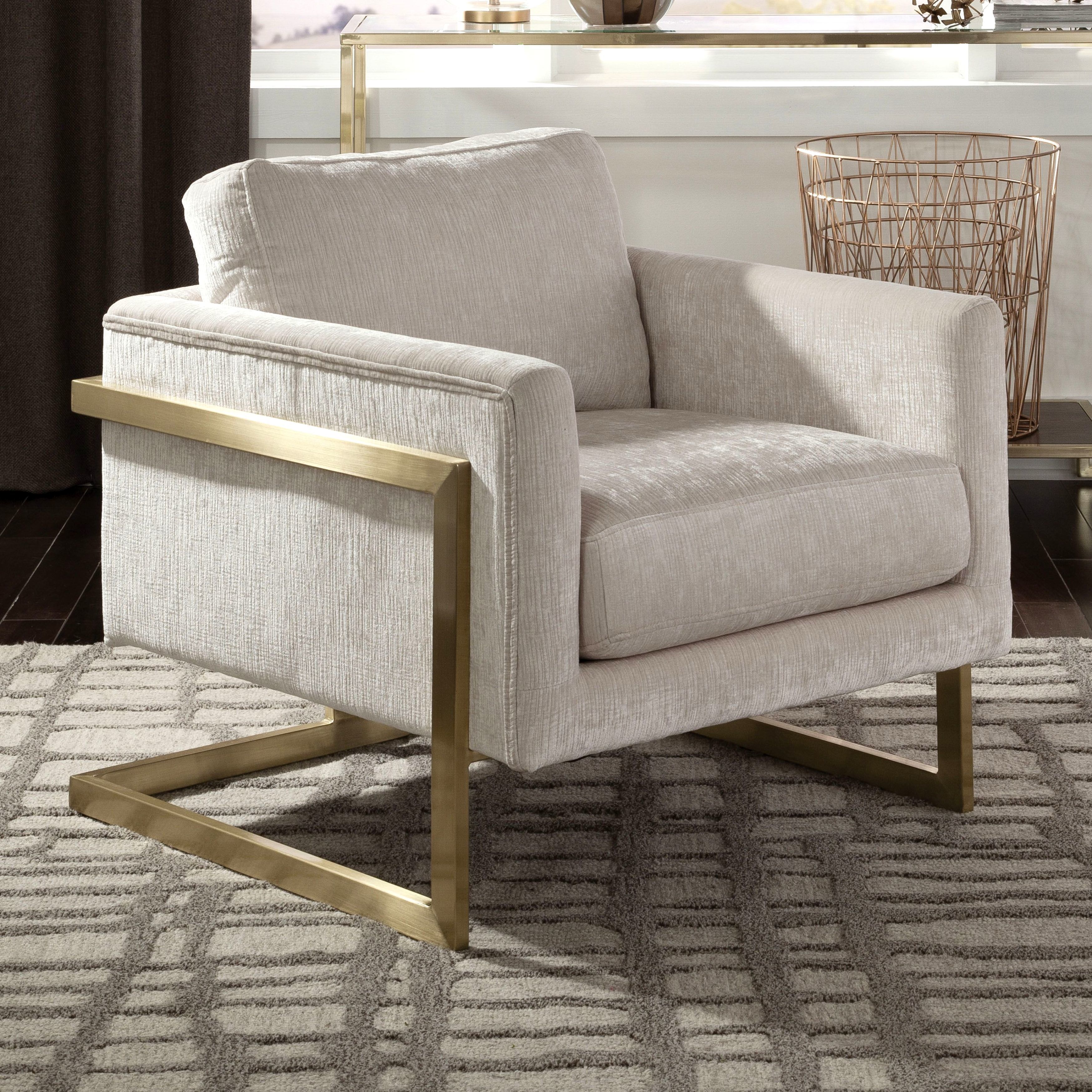 Living Room Floating Design Modern Accent Chair With Brushed Brass Frame Overstock 16372557