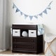 preview thumbnail 1 of 6, South Shore Savannah Espresso and Blue Changing Table with Little Whale Runner and Pennant Banner