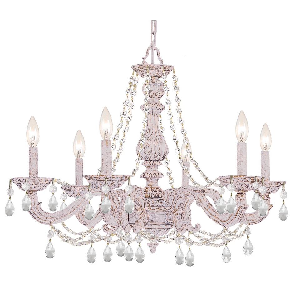 Paris Market 6-light Antique White/ Swarovski Spectra Crystal Chandelier