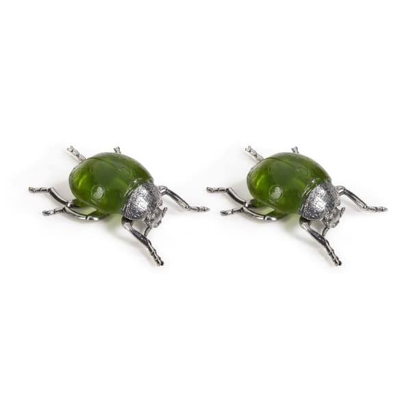 slide 2 of 3, Decorative Ladybug Figurine, Green (Set of 2)